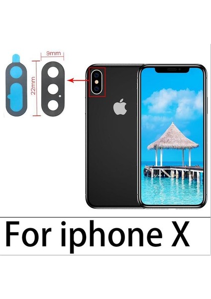 iPhone x Arka Kamera Camı Lens Yapışkanlı