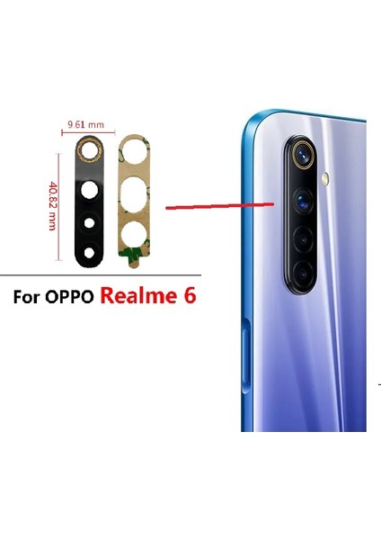 Oppo Realme 6 Arka Kamera Camı Lens Yapışkanlı