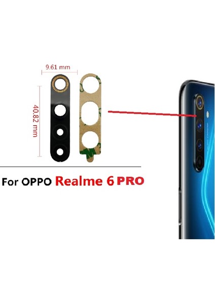 Oppo Realme 6 Pro Arka Kamera Camı Lens Yapışkanlı