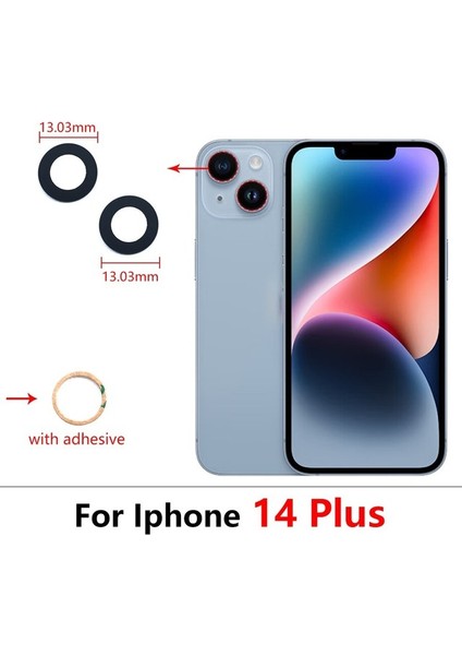 iPhone 14 Plus 2li Arka Kamera Camı Lens Yapışkanlı
