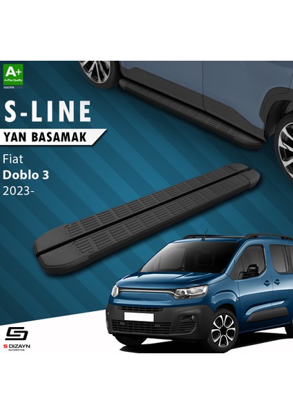 S-Dizayn Fiat Doblo 3 Uzun Şase S-Line Siyah Yan Basamak 213 Cm 2023 Üzeri fırsatları