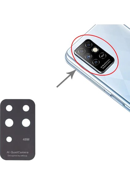 Infinix Hote 8i Arka Kamera Camı Lens Yapışkanlı