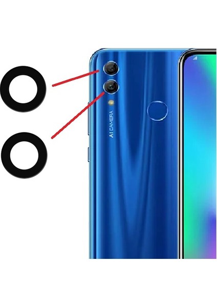 Honor 10 Lite Arka Kamera Camı Lens Yapışkanlı