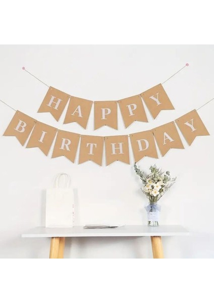 Happy Birthday Kraft Banner Doğum Günü Parti Süsü