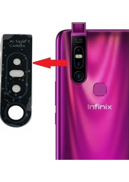 Infinix S5 Pro Arka Kamera Camı Lens Yapışkanlı
