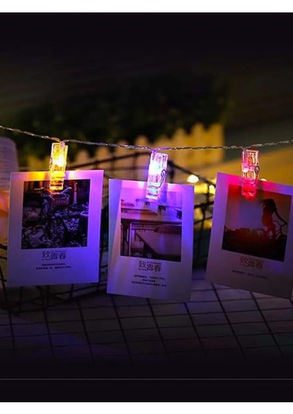 Renkli Işıklı Mandallı Fotoğraf Albümü 10 Lu - Rgb