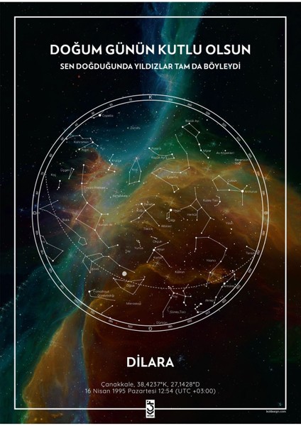 Orion Bulutsusu Kişiye Özel Gökyüzü Haritası