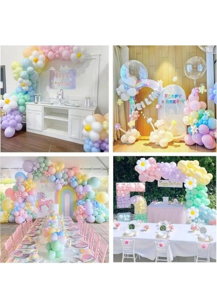 103 Adet Papatya Zincir Balon Set Mint Yeşili Lila Somon Pembe Doğum Günü Parti Seti Papatya Balon fırsatları