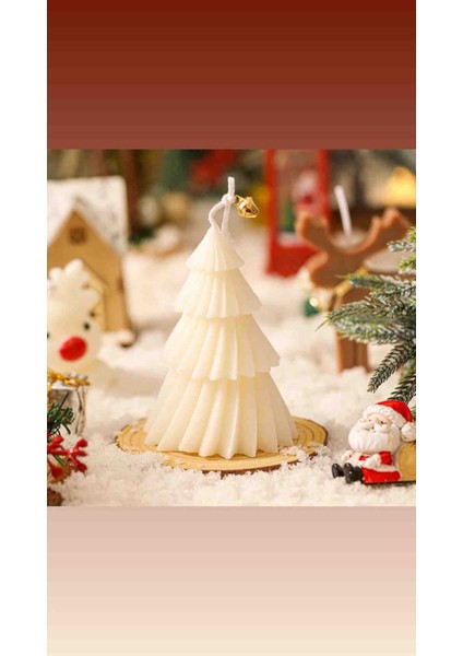 Beyaz 3 Katmanlı Noel Ağacı ( Yılbaşı Konsepti, Dekorasyon, 1 Adet)