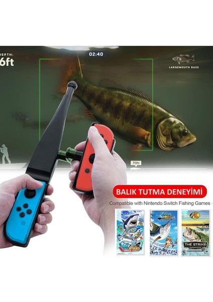 Nintendo Switch OLED Uyumlu Olta Balık Tutma