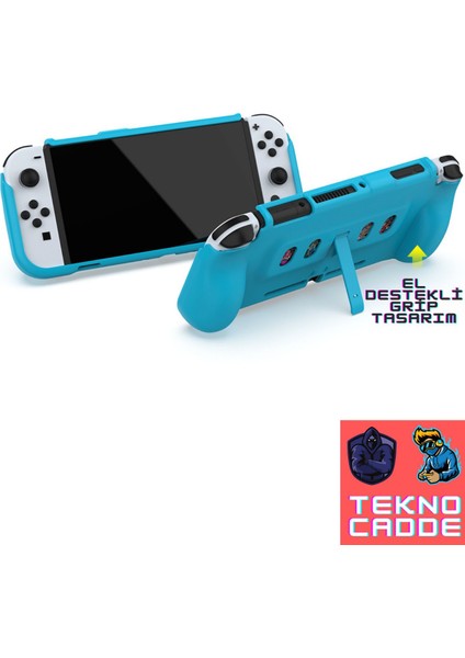 L TNS-1170 Kart Hazneli Standlı Grip El Destekli Nintendo Switch OLED Silikon Kılıf