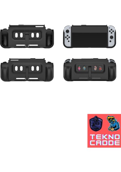 L TNS-1170 Kart Hazneli Standlı Grip El Destekli Nintendo Switch OLED Silikon Kılıf