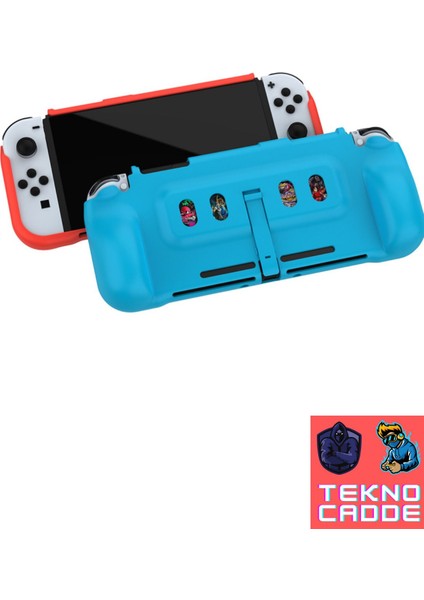 L TNS-1170 Kart Hazneli Standlı Grip El Destekli Nintendo Switch OLED Silikon Kılıf