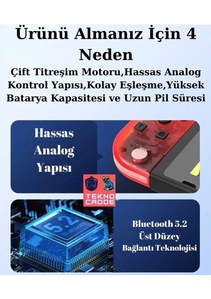 Nintendo Switch/switch OLED Yüksek Kapasite Titreşimli Rgb Işıklı Joy-Con Oyun Kolu