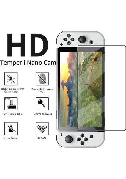 Nintendo Switch OLED Ekran Koruyucu 9h Nano Temperli Cam