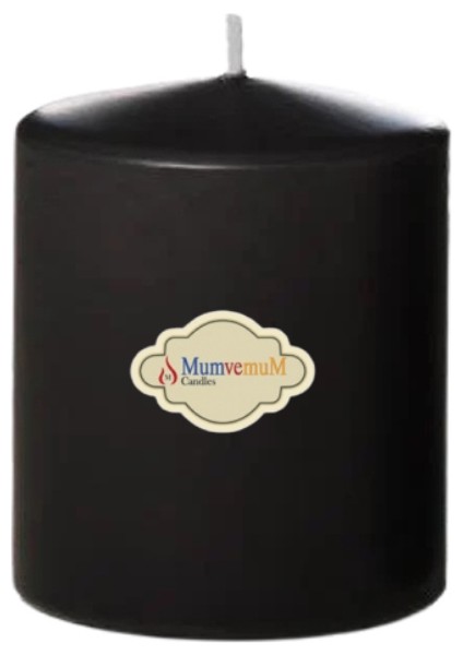 6 x 6 Siyah Silindir Mum