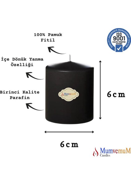 6 x 6 Siyah Silindir Mum fiyatları