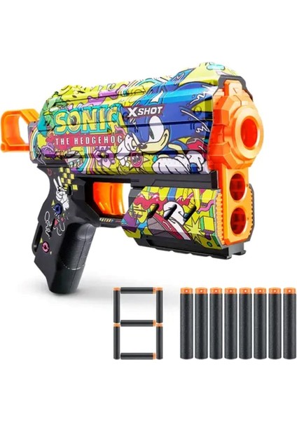 X-Shot Skins Flux Sonic The Hedgehog 8 Mermili Sünger Dart Atan Silah 21 cm Hyper Spike