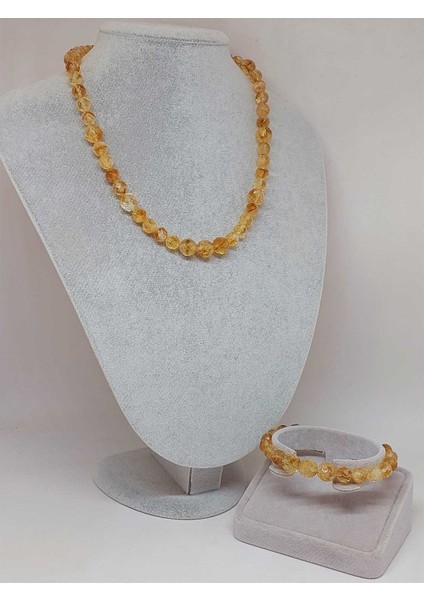 Parlayan Yıldızlar Serisi Sitrin Taşı Kolye & Bileklik Seti fiyatları