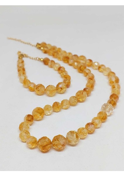 Parlayan Yıldızlar Serisi Sitrin Taşı Kolye & Bileklik Seti indirimleri