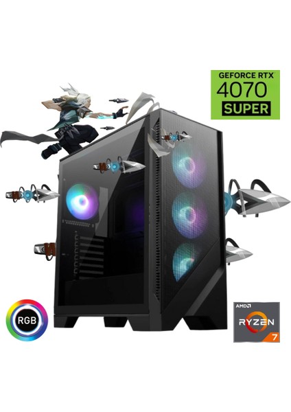 Ryzen 7 9800X3D 64GB Ddr5 1tb SSD Rtx 4070 Super B650 Wi-Fi 240MM Sıvı Soğutma Oyun Bilgisayarı