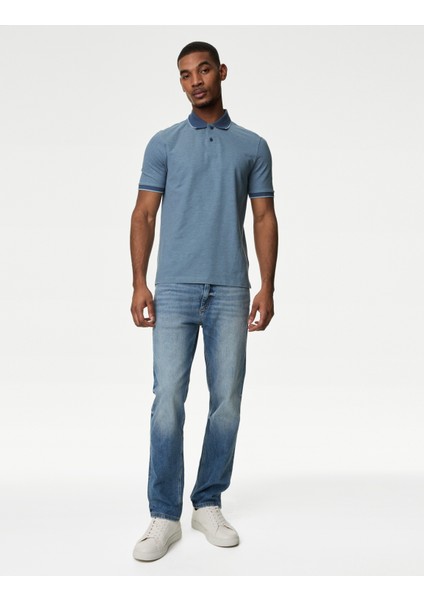 Saf Pamuklu Kısa Kollu Polo Yaka T-Shirt