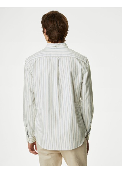 Regular Fit Çizgili Oxford Gömlek modelleri