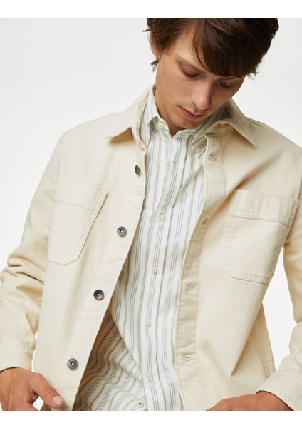 Regular Fit Çizgili Oxford Gömlek indirimleri