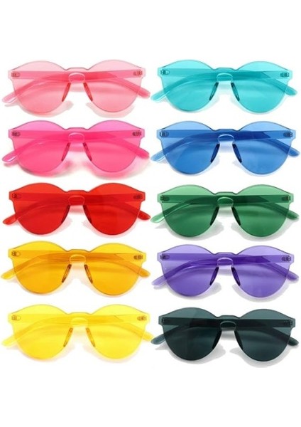 Oval Şekilli Çerçevesiz Parti Gözlüğü 6 Renk 6 Adet modelleri