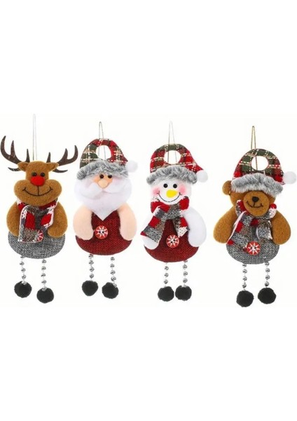 Noel Süslemesi Seti - Noel Baba, Kardan Adam, Geyik Ve Ayı Süsleri