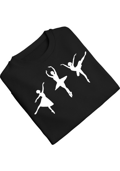 Bale Dans Balerin Dansçı Dance Tasarım 3 Iplik Geniş Kalıp Siyah Sweatshirt fiyatları