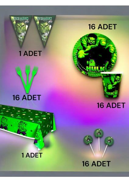 16 Kişilik Hulk Temalı Premium Set - Doğum Günü Parti ve Eğlenceli Etkinlikler fiyatları