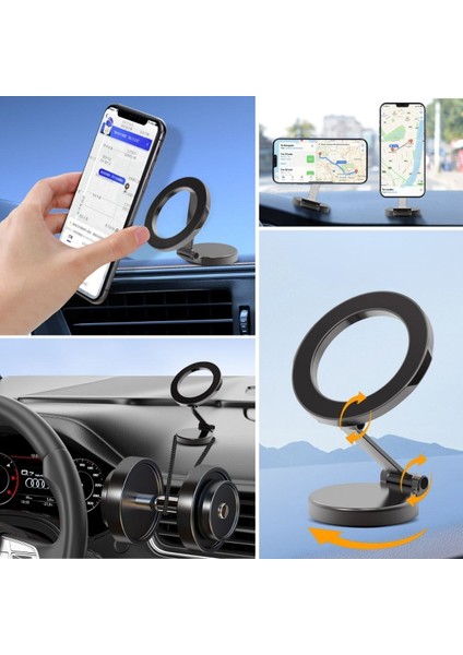 Katlanabilir ve 360 ​​derece Dönen Manyetik Araç Telefon Standı indirimleri