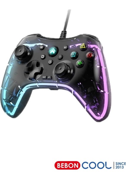 S03 Pc/android Telefon/tablet/tv Box/ps4/switch Uyumlu Rgb Işıklı Kablolu Joystick Gamepad