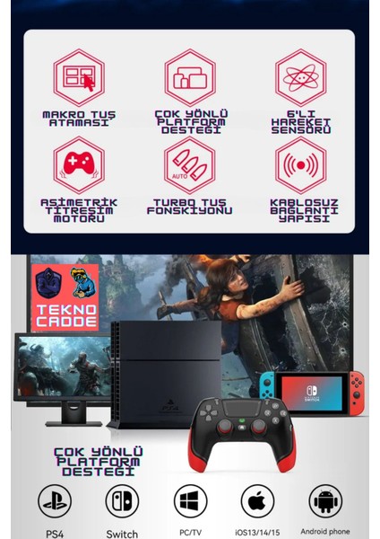 P06 Ps4/pc/android/ıos Tablet Telefon/switch Uyumlu Bluetooth Joystick Gamepad