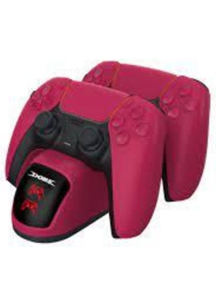 Ps5 Şarj Istayonu Kırmızı Göstergeli Stardust Red Handle Dual Charger Base TP5-0515R