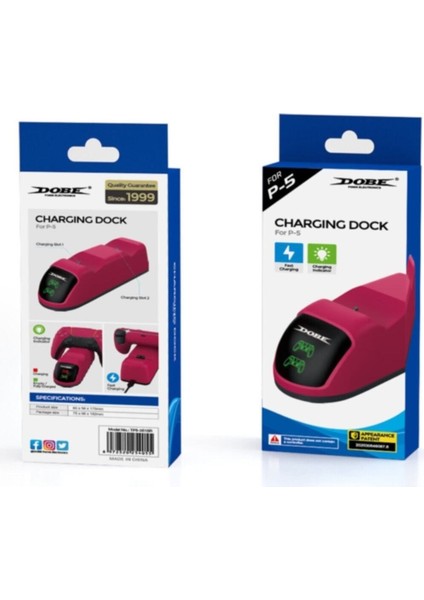 Ps5 Şarj Istayonu Kırmızı Göstergeli Stardust Red Handle Dual Charger Base TP5-0515R