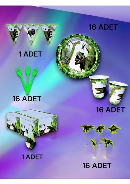16 Kişilik Jurassic Temalı Premium Set - Doğum Günü Parti ve Eğlenceli Etkinlikler fiyatları