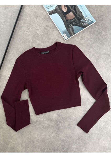Uzun Kollu Basic Crop Top