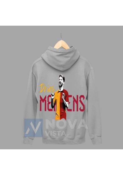 Dries Mertens Futbol 10 Fotograf Forma Baskılı Unisex Siyah Gri Fermuarlı Ceket