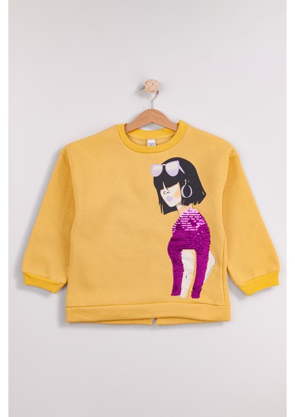 Kız Çocuk Orta Kalınlıkta Baskılı 2'li Paket Sweatshirt modelleri