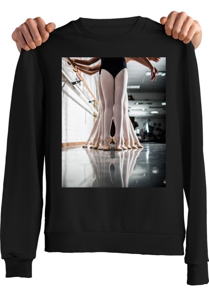 Bale Dans Balerin Dansçı Dance Tasarım Baskılı 3 Iplik Geniş Kalıp Siyah Sweatshirt modelleri