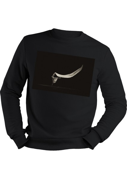 Bale Dans Balerin Dansçı Dance Tasarım Baskılı 3 Iplik Geniş Kalıp Siyah Sweatshirt