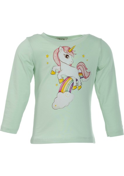 Karnaval Etek ve Unicorn Baskılı Uzun Kol Body Ikili Takım modelleri