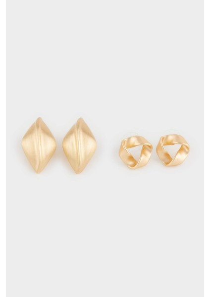 Kadın 2'li Mat Gold Küpe E1327AXNS