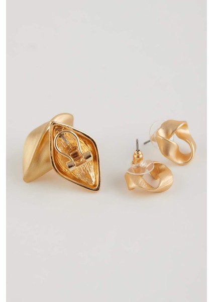 Kadın 2'li Mat Gold Küpe E1327AXNS