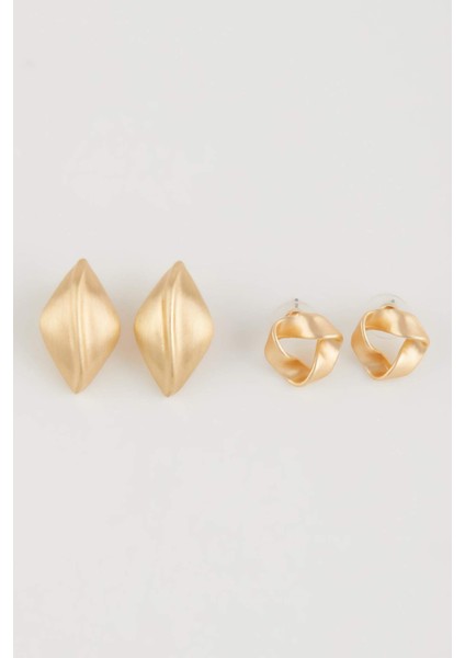 Kadın 2'li Mat Gold Küpe E1327AXNS