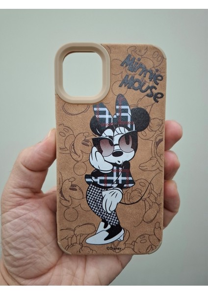 iPhone 11 Kılıf Leopar Kalpli Ayıcıklı Hello Kitty Minnie Mouse Deri Görünümlü Süet Lüks Kılıf