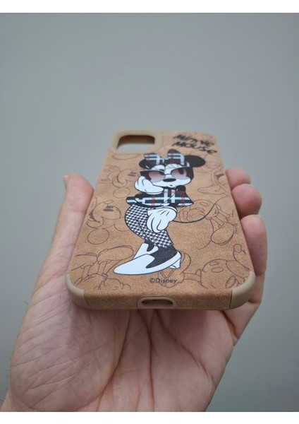 iPhone 11 Kılıf Leopar Kalpli Ayıcıklı Hello Kitty Minnie Mouse Deri Görünümlü Süet Lüks Kılıf