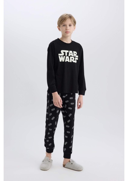 Erkek Çocuk Star Wars Pijama Takımı Bisiklet Yaka Uzun Kollu Üst Uzun Alt D8572A824WN